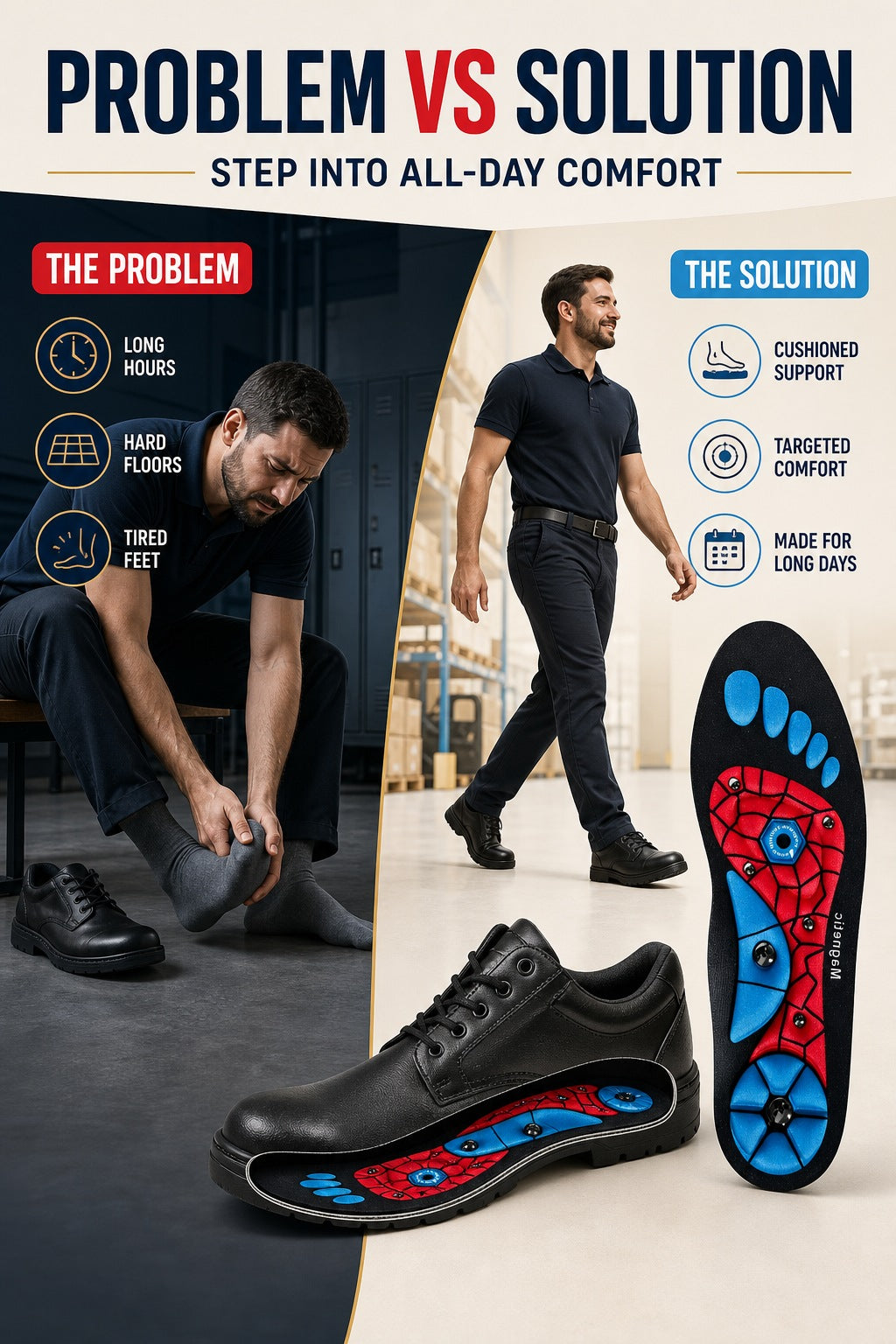 Trevona™ Long-Shift Comfort Insoles – Contoured, Cushioned & Trim-to-Fit
